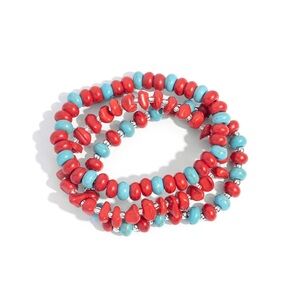 Red and Blue Beaded Bracelet